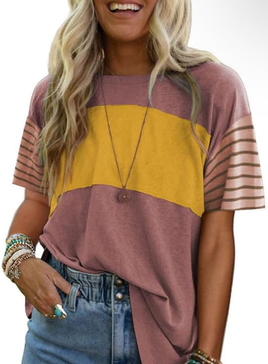 Crewneck Color Block Top