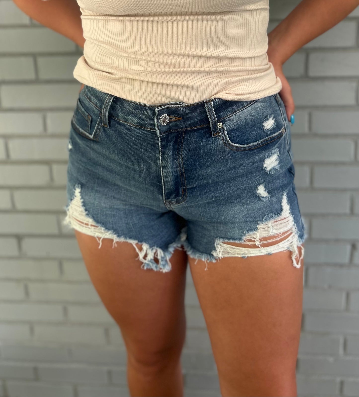 Blue Distressed Jean Short